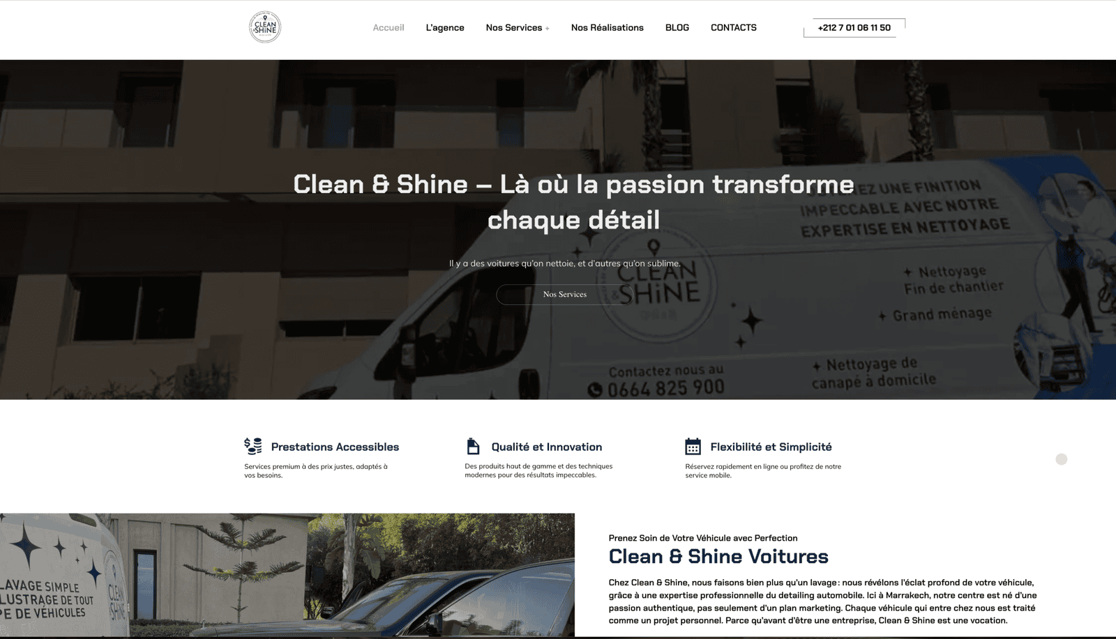 portfolio Montréal Clean and Shine services WordPress site