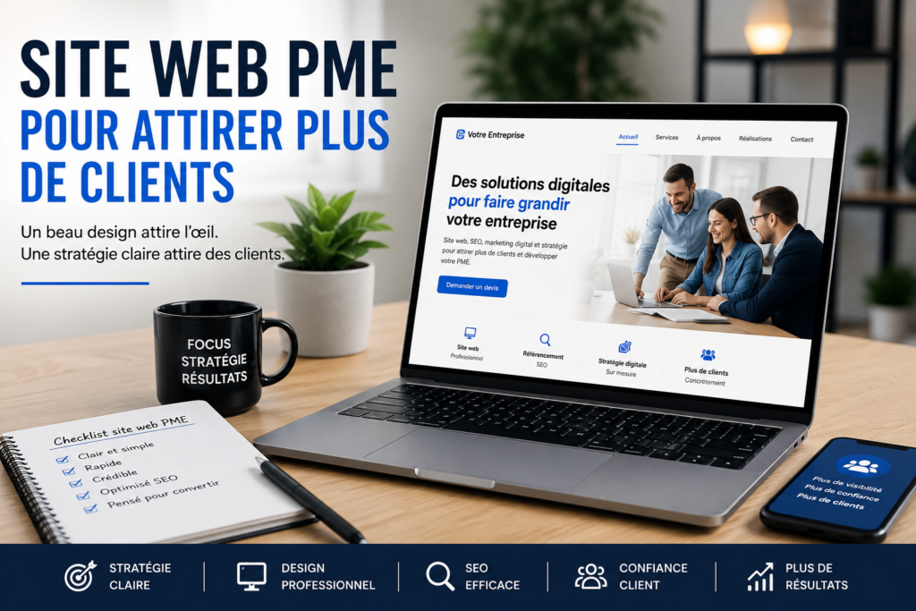 Site web PME : pourquoi un beau design ne suffit pas pour attirer des clients 2 site web PME clair rapide et optimise SEO pour convertir les visiteurs en clients