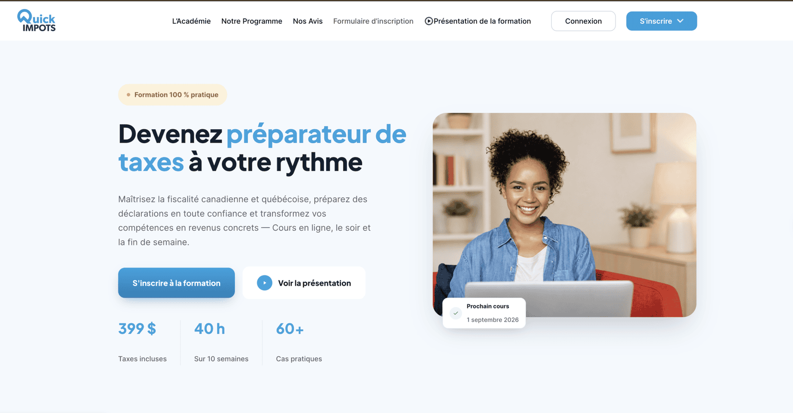 portfolio Montréal Académie Fiscale formation en ligne WooCommerce