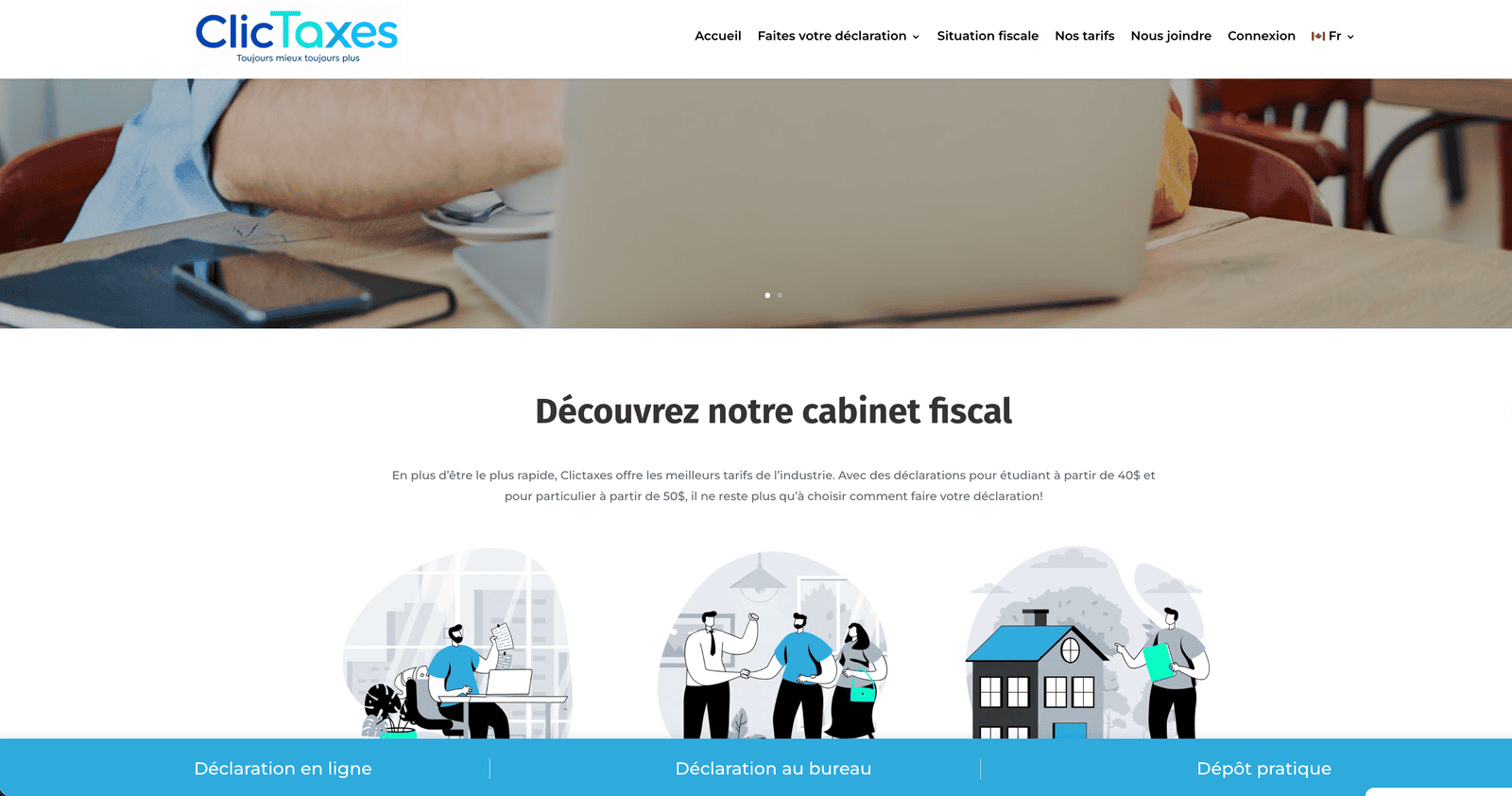 portfolio Montréal Clic Taxes cabinet fiscal WordPress WPML