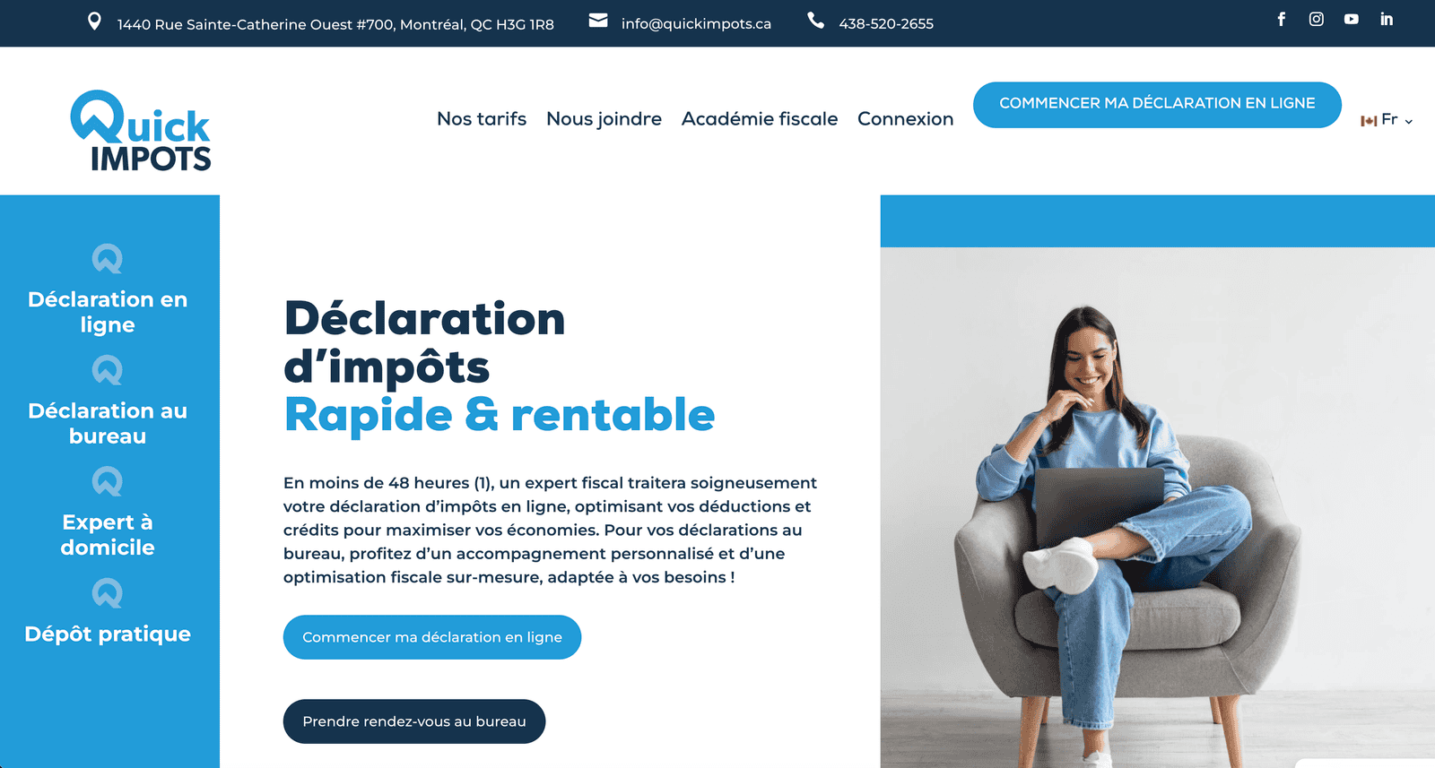 portfolio Montréal Quick Impôts déclaration en ligne WordPress SEO